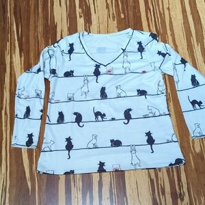 Cat Print Long Sleeve Shirt